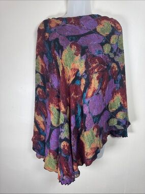 100% Cashmere Womens Wrap Multicolor Abstract Knit Scarf Boho Art Lagenlook